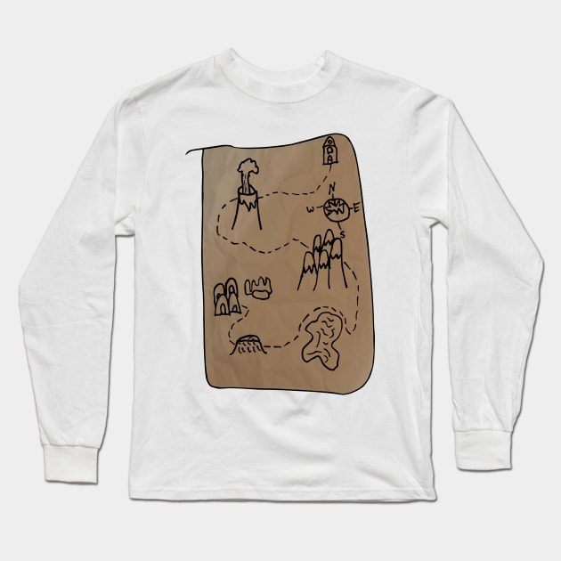 Treasure Map by Kids Long Sleeve T-Shirt by SpookyMeerkat